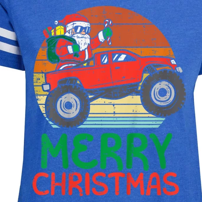 Merry Christmas Santa Monster Truck Xmas Pj Enza Ladies Jersey Football T-Shirt