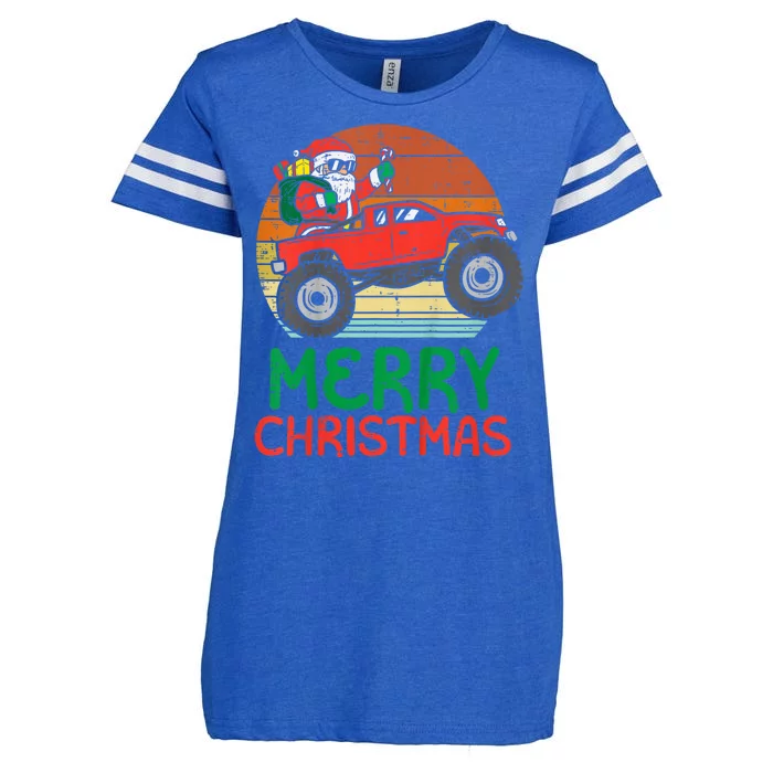 Merry Christmas Santa Monster Truck Xmas Pj Enza Ladies Jersey Football T-Shirt