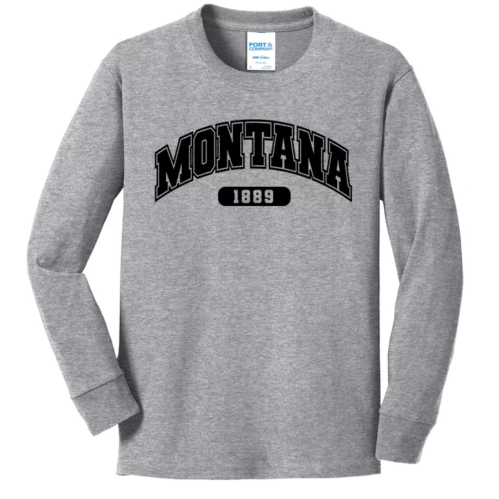 Montana Collegiate Style 1889 Kids Long Sleeve Shirt