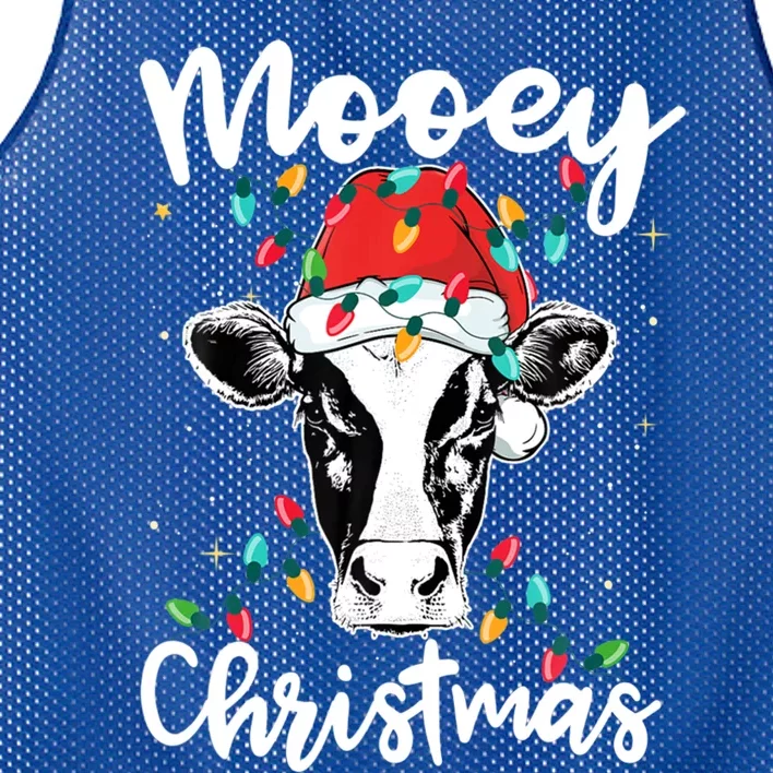 Mooey Christmas Santa Christmas Lights Cow Lovers Gift Mesh Reversible Basketball Jersey Tank