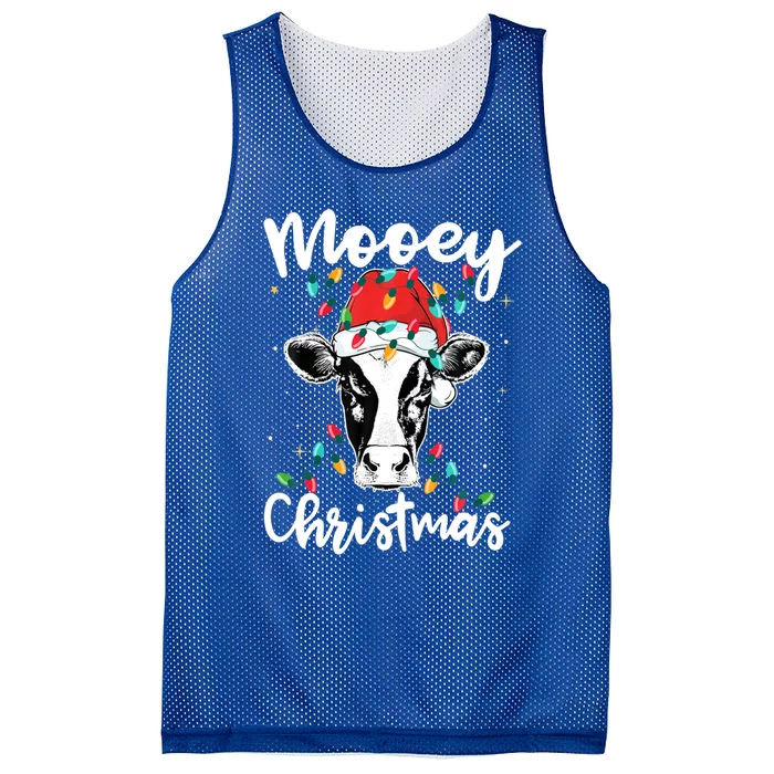 Mooey Christmas Santa Christmas Lights Cow Lovers Gift Mesh Reversible Basketball Jersey Tank