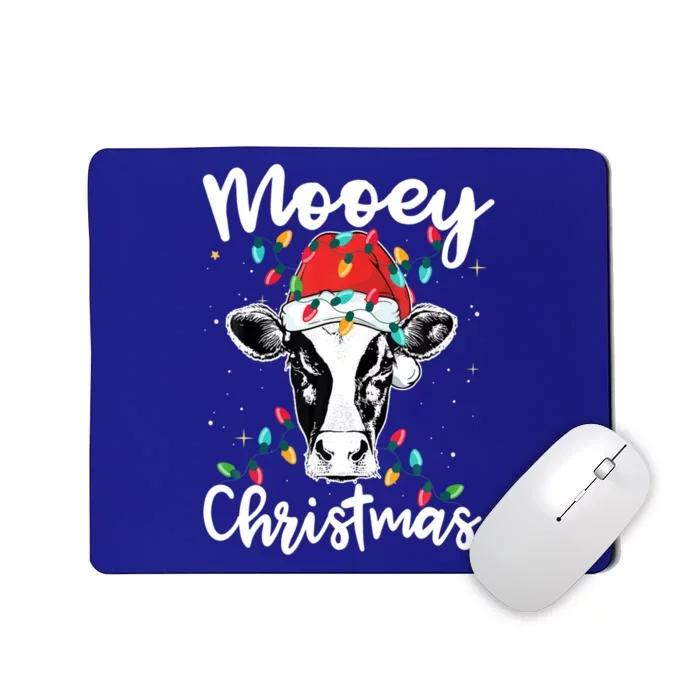 Mooey Christmas Santa Christmas Lights Cow Lovers Gift Mousepad