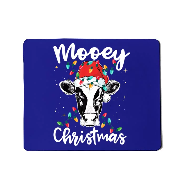 Mooey Christmas Santa Christmas Lights Cow Lovers Gift Mousepad