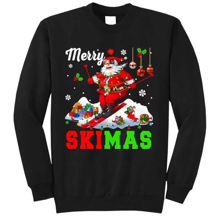 Merry Christmas Ski Xmas Santa Skiing Skier Lover Family Tall Sweatshirt