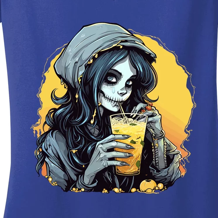 Momster Cute Skeleton Juice Funny Halloween Gift Women's V-Neck T-Shirt