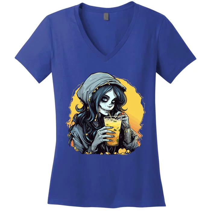 Momster Cute Skeleton Juice Funny Halloween Gift Women's V-Neck T-Shirt