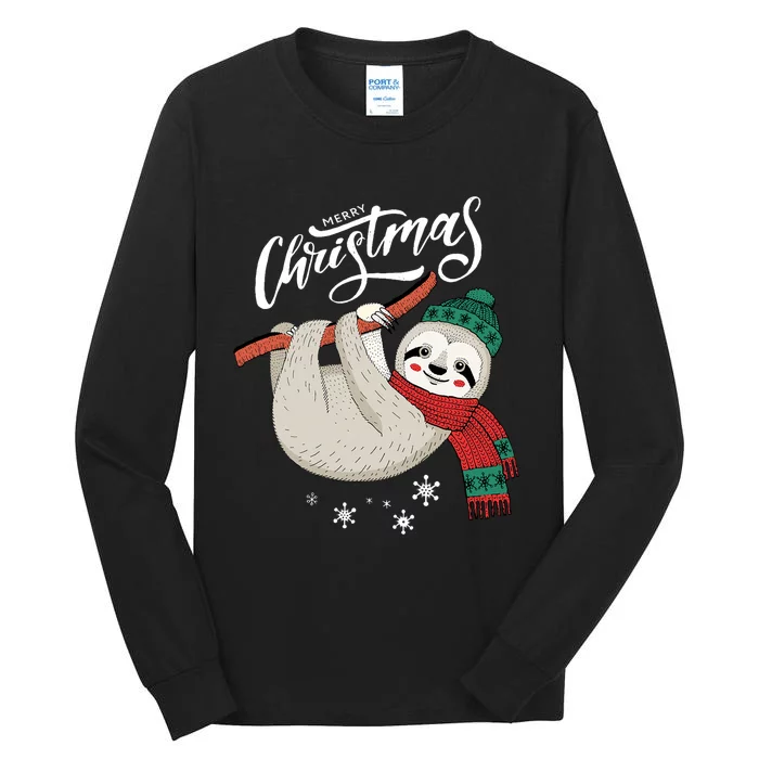 Merry Christmas Slothmas Sloth Lovers Xmas Holiday Gift Tall Long Sleeve T-Shirt