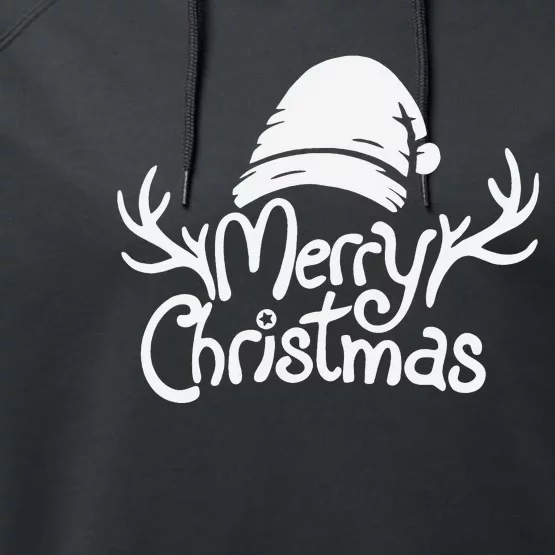 Merry Christmas Santa Hat Reindeer Family Matching Pajamas Performance Fleece Hoodie