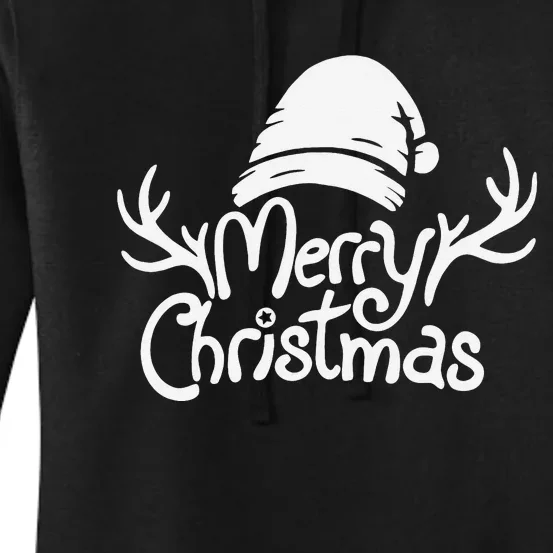 Merry Christmas Santa Hat Reindeer Family Matching Pajamas Women's Pullover Hoodie