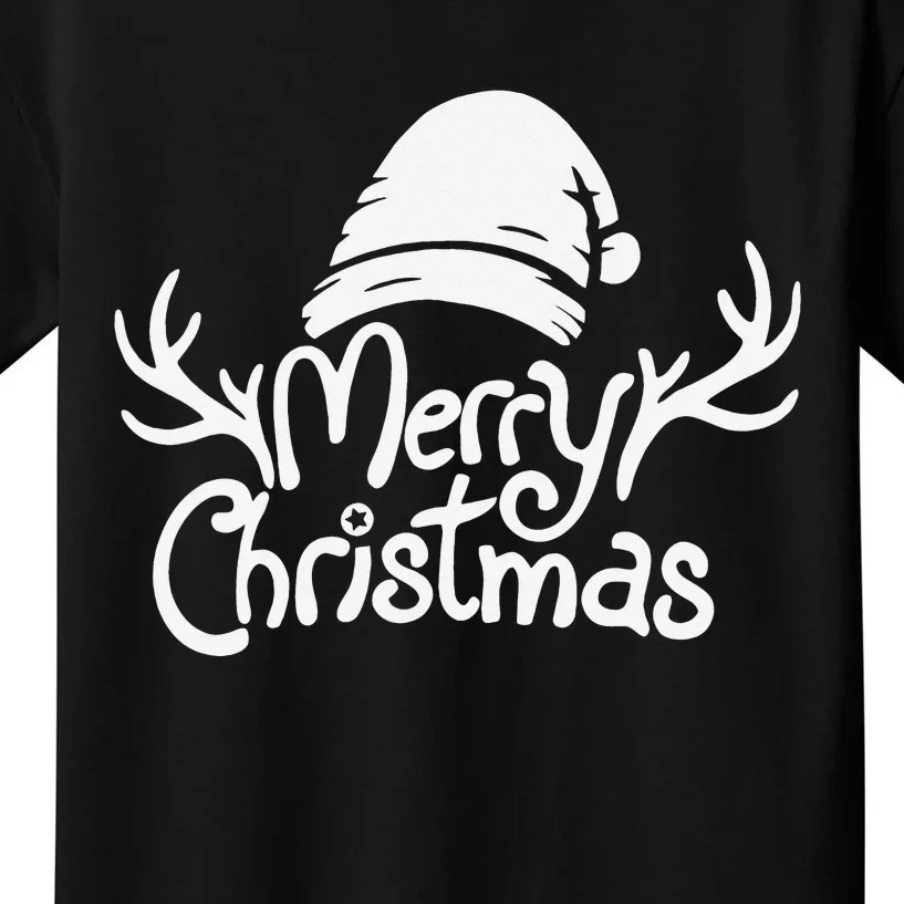 Merry Christmas Santa Hat Reindeer Family Matching Pajamas Kids T-Shirt