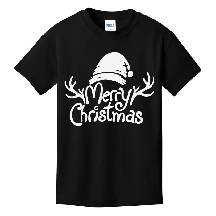 Merry Christmas Santa Hat Reindeer Family Matching Pajamas Kids T-Shirt