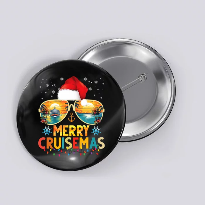 Merry Cruisemas Santa Hat Retro Cruise Ship Christmas Cruise Button