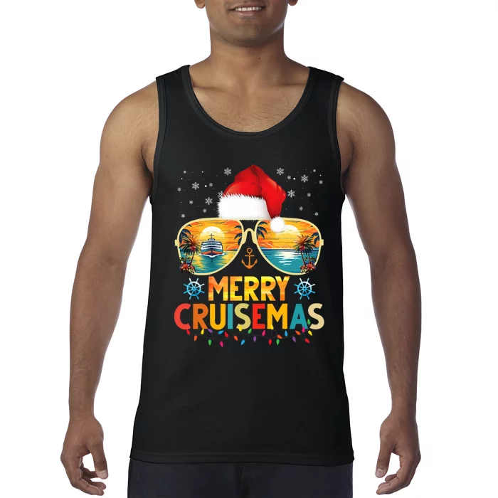 Merry Cruisemas Santa Hat Retro Cruise Ship Christmas Cruise Tank Top