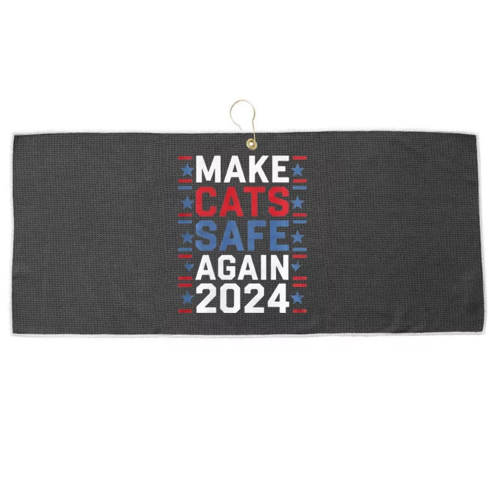 Make Cats Safe Again Funny 2024 Presidential Election Large Microfiber Waffle Golf Towel