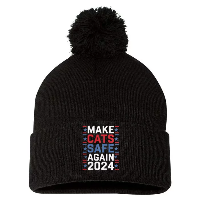 Make Cats Safe Again Funny 2024 Presidential Election Pom Pom 12in Knit Beanie