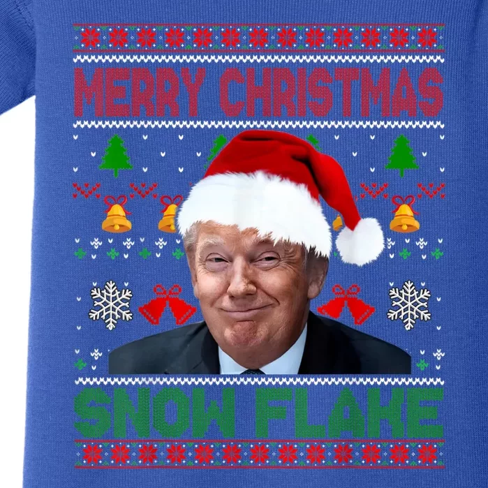 Merry Christmas Snowflake Santa Trump Xmas Ugly Sweater Baby Bodysuit