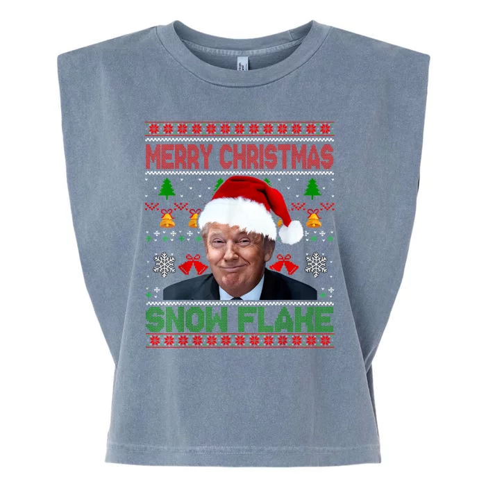 Merry Christmas Snowflake Santa Trump Xmas Ugly Sweater Garment-Dyed Women's Muscle Tee