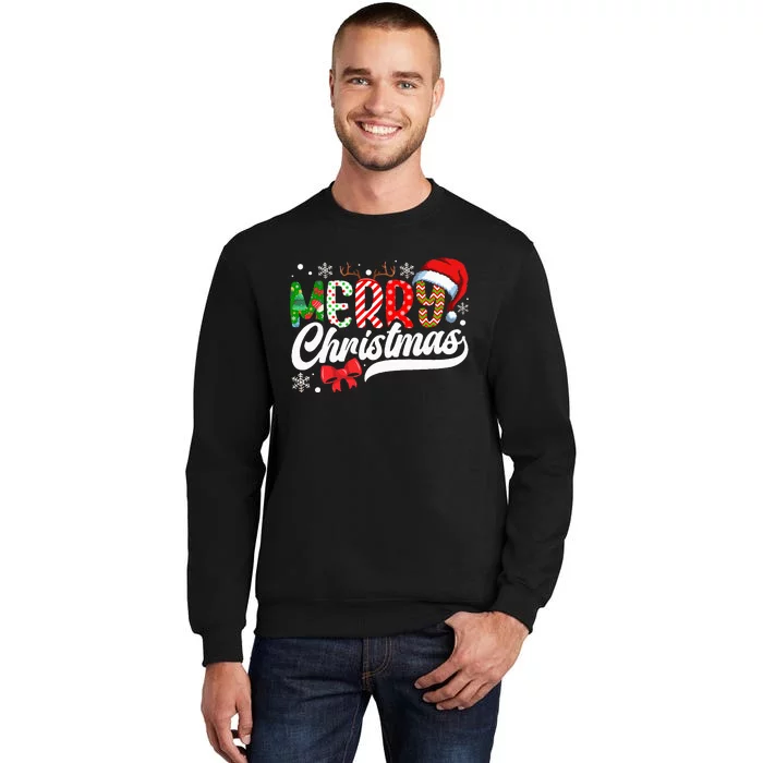 Merry Christmas Santa Hat Plaid Pattern Sweatshirt