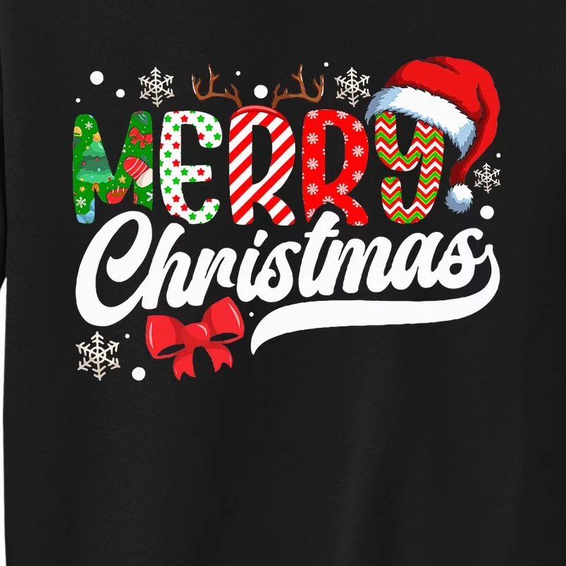 Merry Christmas Santa Hat Plaid Pattern Sweatshirt