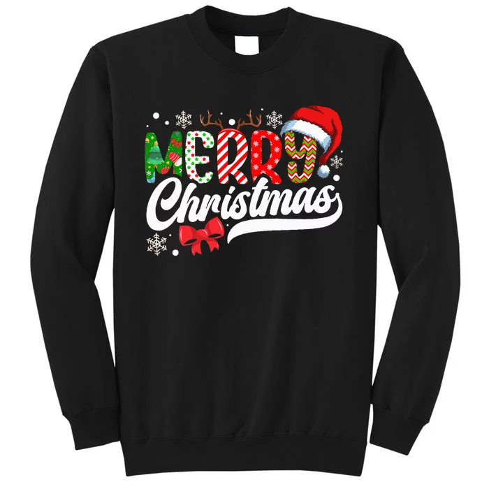 Merry Christmas Santa Hat Plaid Pattern Sweatshirt