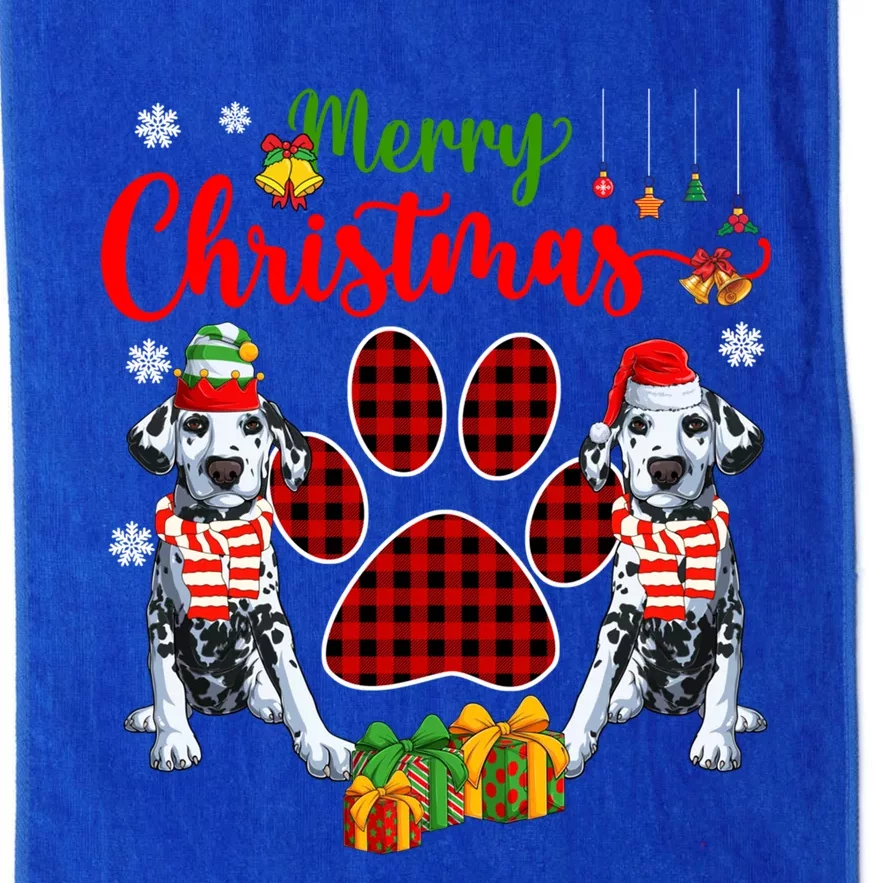 Merry Christmas Santa Elf Dalmatians Dog Paw Lover Owner Gift Platinum Collection Golf Towel