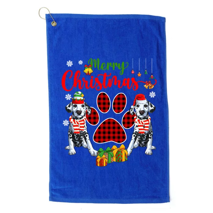 Merry Christmas Santa Elf Dalmatians Dog Paw Lover Owner Gift Platinum Collection Golf Towel