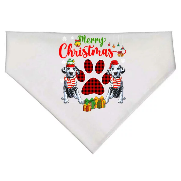 Merry Christmas Santa Elf Dalmatians Dog Paw Lover Owner Gift USA-Made Doggie Bandana