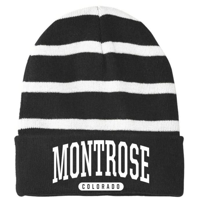 Montrose Colorado Souvenirs College Style Montrose Colorado Souvenir Striped Beanie with Solid Band