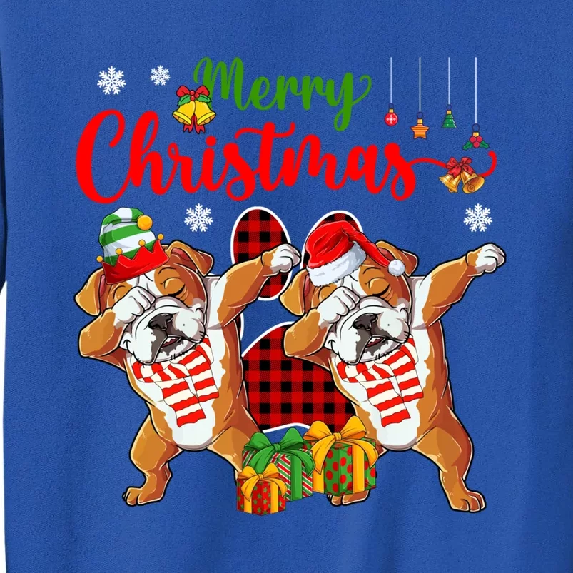 Merry Christmas Santa Elf English Bulldogs Dog Paw Lover Meaningful Gift Tall Sweatshirt