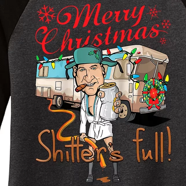 Merry Christmas Shitter's Full Women's Tri-Blend 3/4-Sleeve Raglan Shirt