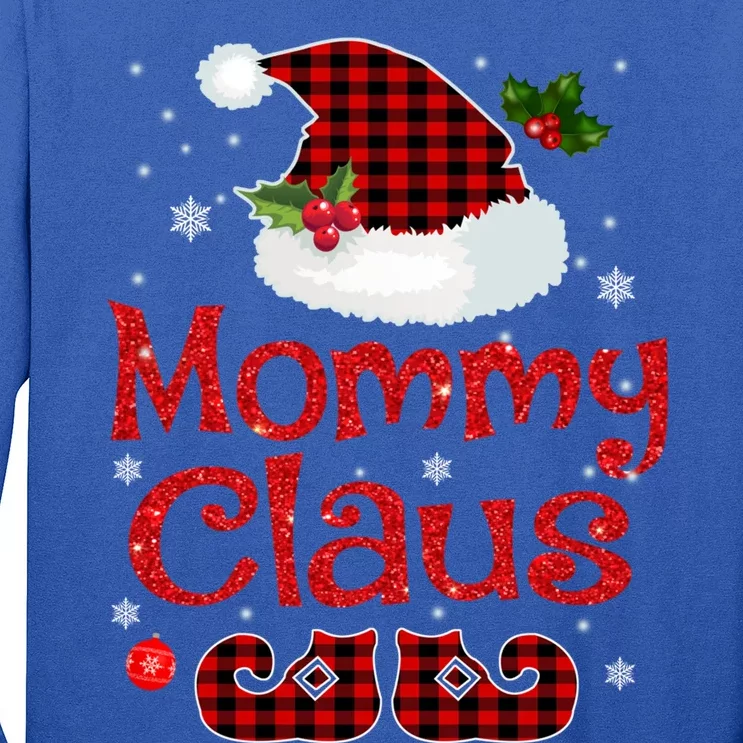 Mommy Claus Santa Hat Red Plaid Buffalo Christmas Pajama Gift Long Sleeve Shirt