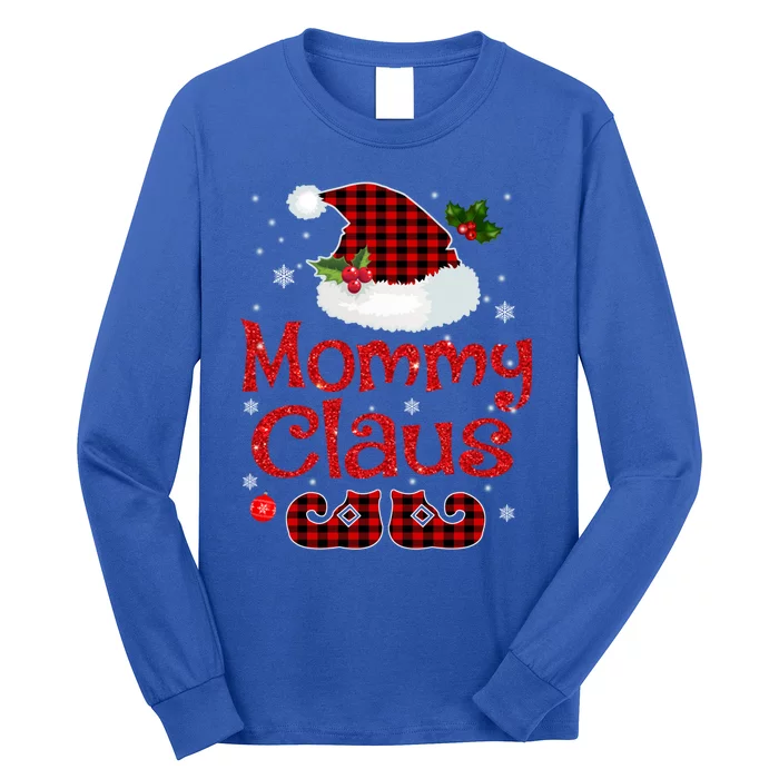 Mommy Claus Santa Hat Red Plaid Buffalo Christmas Pajama Gift Long Sleeve Shirt