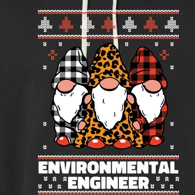 Merry Christmas Santa Gnome Environtal Engineer Xmas Funny Gift Garment-Dyed Fleece Hoodie