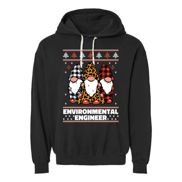 Merry Christmas Santa Gnome Environtal Engineer Xmas Funny Gift Garment-Dyed Fleece Hoodie