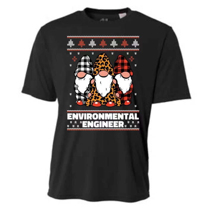 Merry Christmas Santa Gnome Environtal Engineer Xmas Funny Gift Cooling Performance Crew T-Shirt