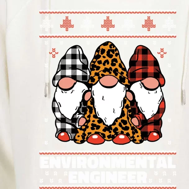 Merry Christmas Santa Gnome Environtal Engineer Xmas Funny Gift Womens Funnel Neck Pullover Hood