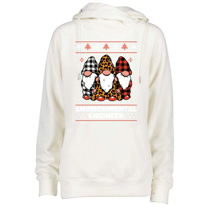 Merry Christmas Santa Gnome Environtal Engineer Xmas Funny Gift Womens Funnel Neck Pullover Hood