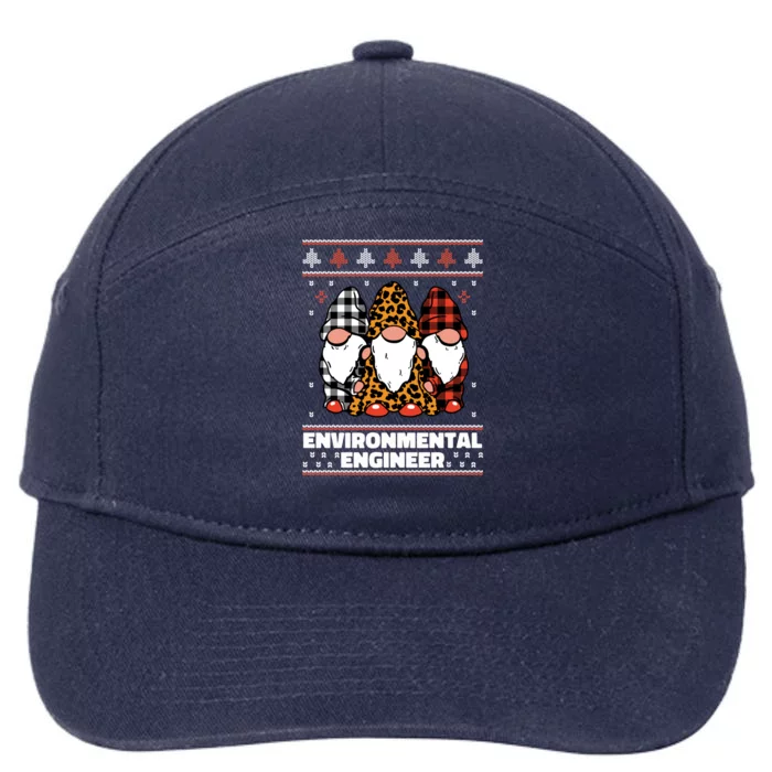 Merry Christmas Santa Gnome Environtal Engineer Xmas Funny Gift 7-Panel Snapback Hat