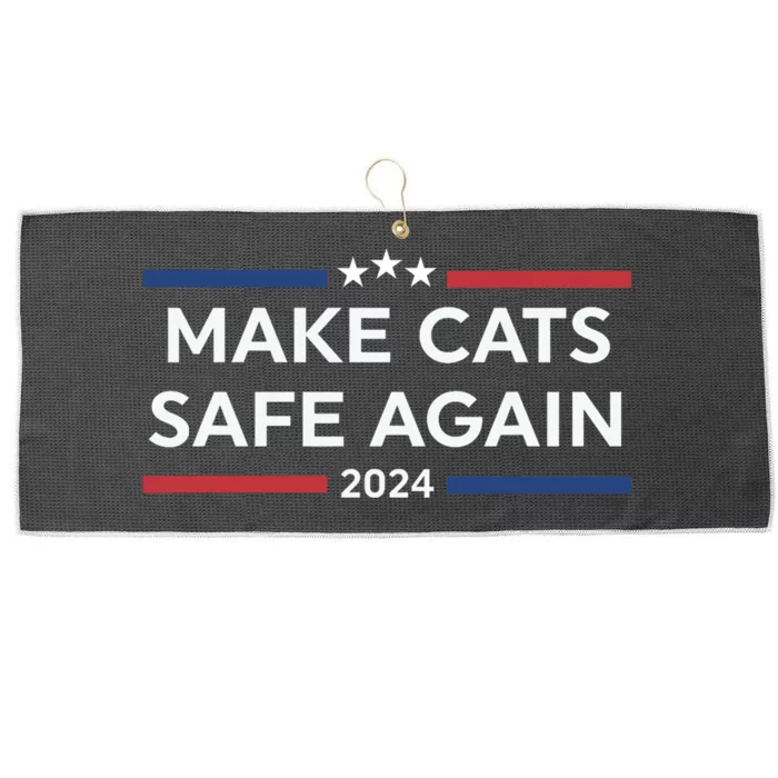 Make Cats Safe Again Funny 2024 Presidential Election Large Microfiber Waffle Golf Towel