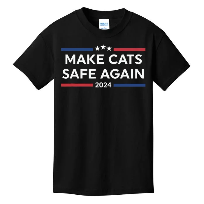 Make Cats Safe Again Funny 2024 Presidential Election Kids T-Shirt