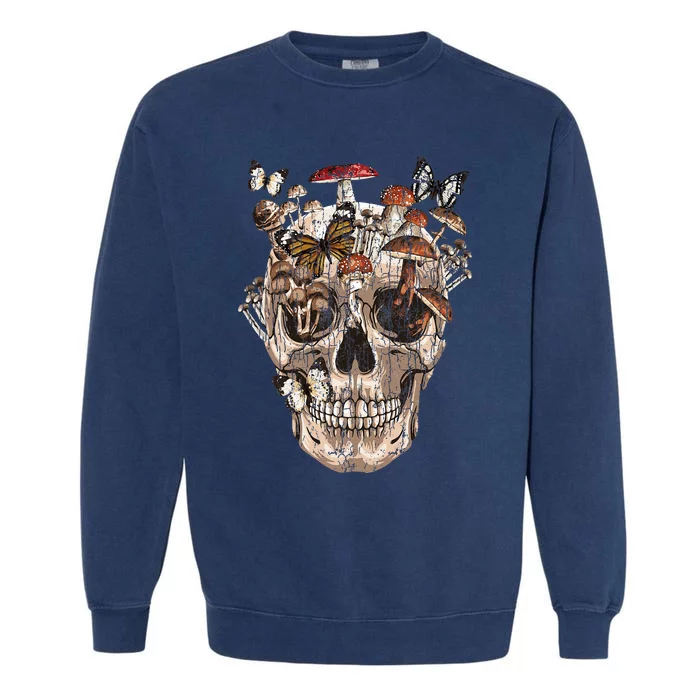 Mushroom Collector Skull Gift Garment-Dyed Sweatshirt