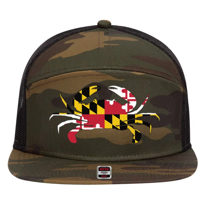 Maryland Crab State Pride Flag 7 Panel Mesh Trucker Snapback Hat