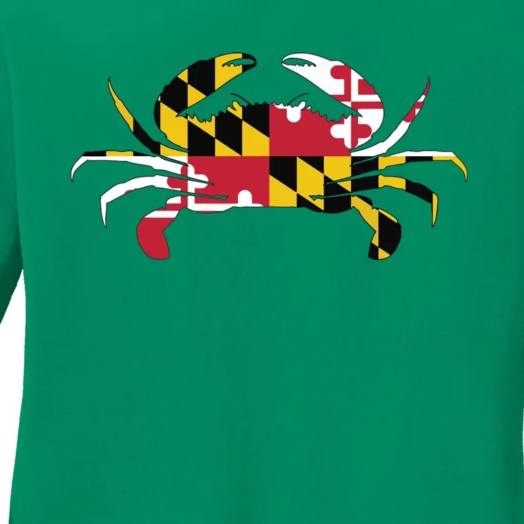 Maryland Crab State Pride Flag Ladies Long Sleeve Shirt