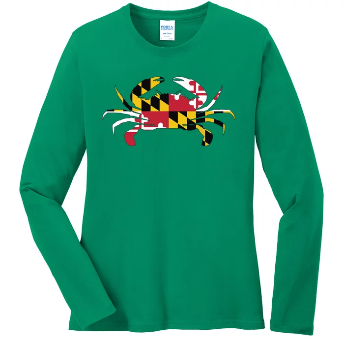 Maryland Crab State Pride Flag Ladies Long Sleeve Shirt