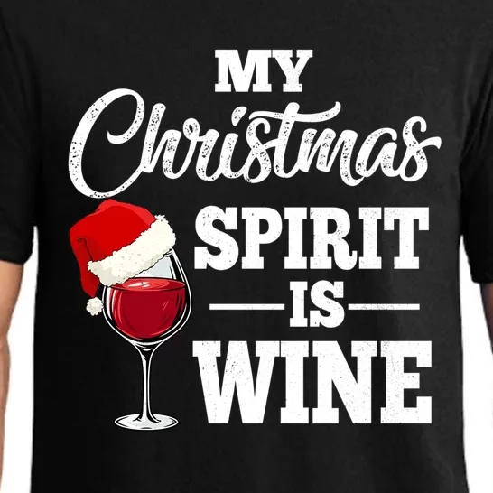 My Christmas Spirit Is Wine Gift Santa Hat Xmas Party Cool Gift Pajama Set