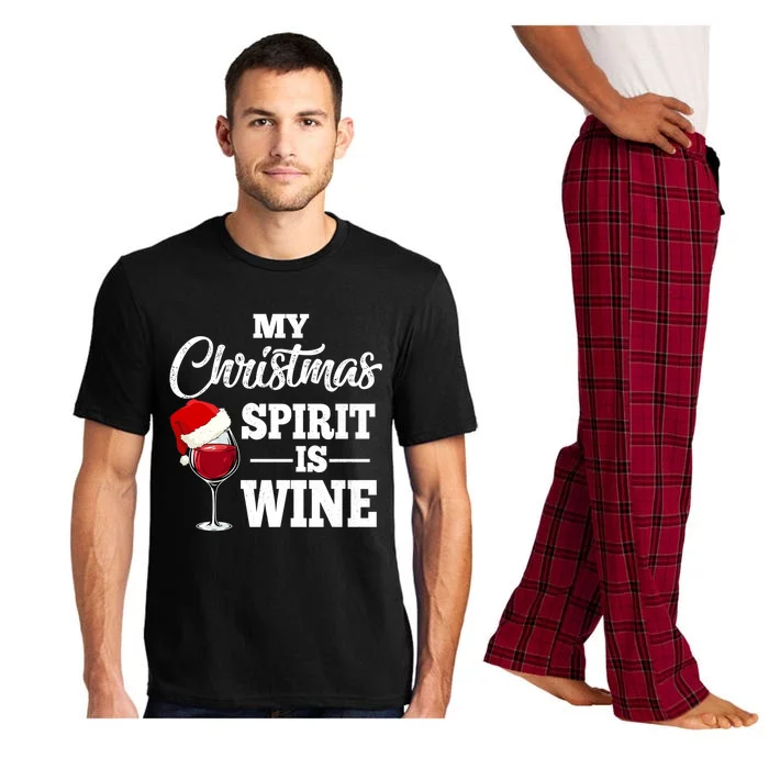 My Christmas Spirit Is Wine Gift Santa Hat Xmas Party Cool Gift Pajama Set