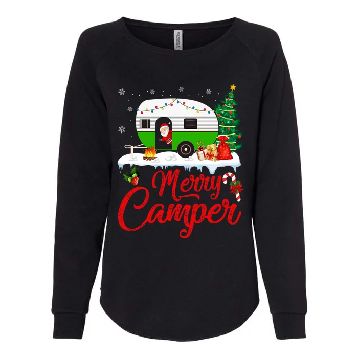 Merry Camper Santa Camping Funny Rv Camper Christmas Cool Gift Womens California Wash Sweatshirt