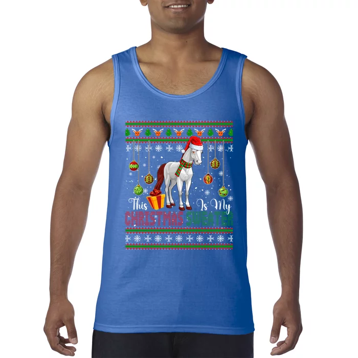 My Christmas Sweater Costume Santa Horse Farm Xmas Symbols Gift Tank Top