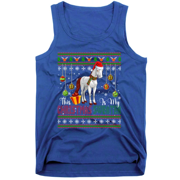 My Christmas Sweater Costume Santa Horse Farm Xmas Symbols Gift Tank Top