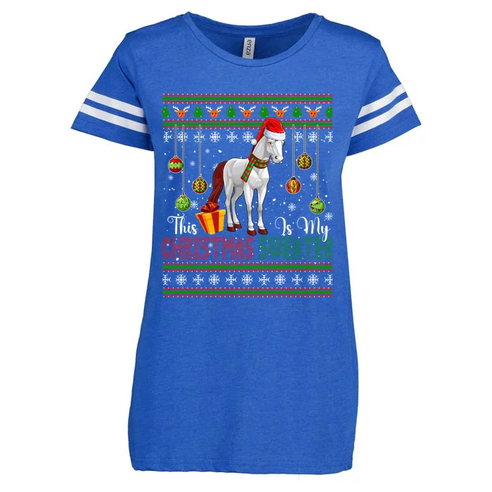 My Christmas Sweater Costume Santa Horse Farm Xmas Symbols Gift Enza Ladies Jersey Football T-Shirt